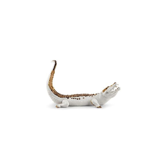 Crocodile porcelain sculpture, an artistic and timeless centerpiece. Animal sculpture.