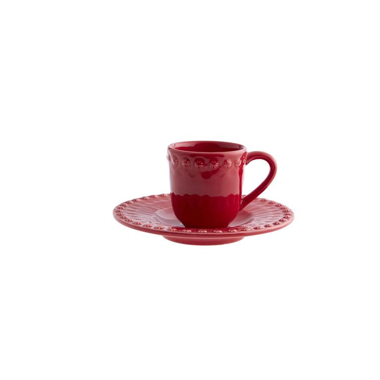 Bordallo Pinheiro Bordallo Pinheiro Fantasy Coffee Cup And Saucer Red, Set Of 4 | Luxury Handmade Ceramics: This Fantasy Coffee Cup And Saucer Red, Set Of 4 from the Bordallo Pinheiro Fantasy collection is a standout piece of colorful fantasy plate, artistic ceramic, sculptural serveware, handcrafted in Portugal, Bordallo Pinheiro. Handmade in Portugal, it blends artistic detail with functional charm—perfect as a collector’s item or for elevating your daily table setting.