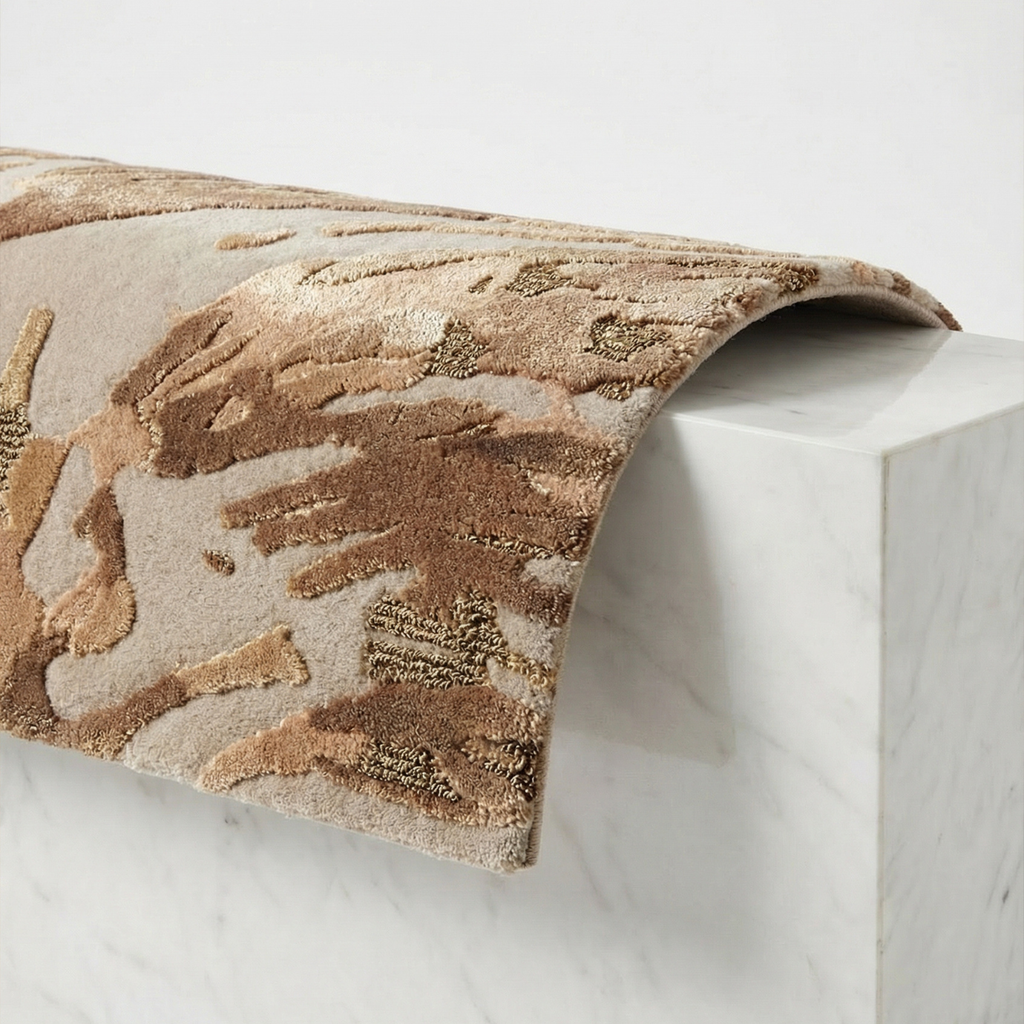 Designer luxury rug detail made from wool and bamboo silk