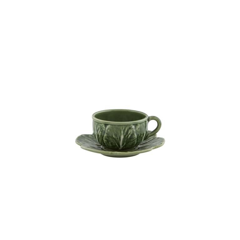 Bordallo Pinheiro Bordallo Pinheiro Cabbage Tea Cup & Saucer, Set Of 4 | Luxury Handmade Ceramics: This Cabbage Tea Cup & Saucer, Set Of 4 from the Bordallo Pinheiro Cabbage collection is a standout piece of cabbage ceramics, leaf-shaped dish, green ceramic serveware, handcrafted in Portugal, Bordallo Pinheiro. Handmade in Portugal, it blends artistic detail with functional charm—perfect as a collector’s item or for elevating your daily table setting.