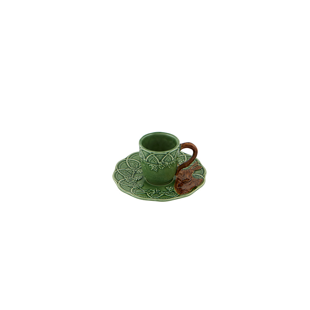 Bordallo Pinheiro Bordallo Pinheiro Woods Coffee Cup And Saucer Deer, Set Of 4 | Luxury Handmade Ceramics: This Woods Coffee Cup And Saucer Deer, Set Of 4 from the Bordallo Pinheiro Bordallo Pinheiro collection is a standout piece of luxury ceramic serveware, Portuguese pottery, handcrafted dish, handcrafted in Portugal, Bordallo Pinheiro. Handmade in Portugal, it blends artistic detail with functional charm—perfect as a collector’s item or for elevating your daily table setting.