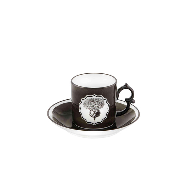 VISTA ALEGRE CHRISTIAN LACROIX - HERBARIAE - COFFEE CUP & SAUCER BLACK